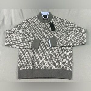 Greyson Golf Sweater Sebonack Wolf Tails Print Medium Matterhorn Cashmere Wool